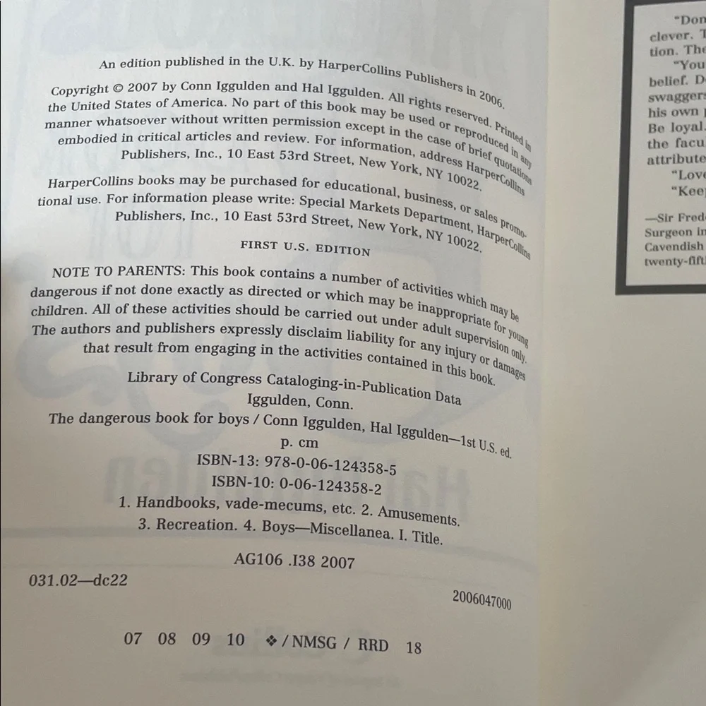 The Dangerous Book for Boys — Title Page (White/Black)